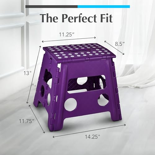 Folding Step Stool for Adults and Kids, One-Flip Open, Black N180