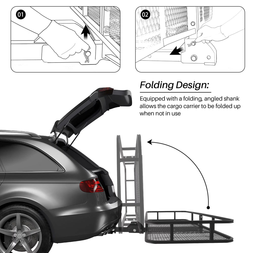 Folding Cargo Carrier Luggage Basket 2" Receiver Hitch 60" T60298