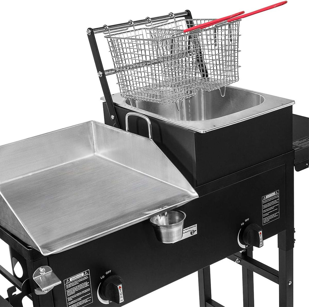 Outdoor Dual Burner Propane Stove with Side Shelves S943