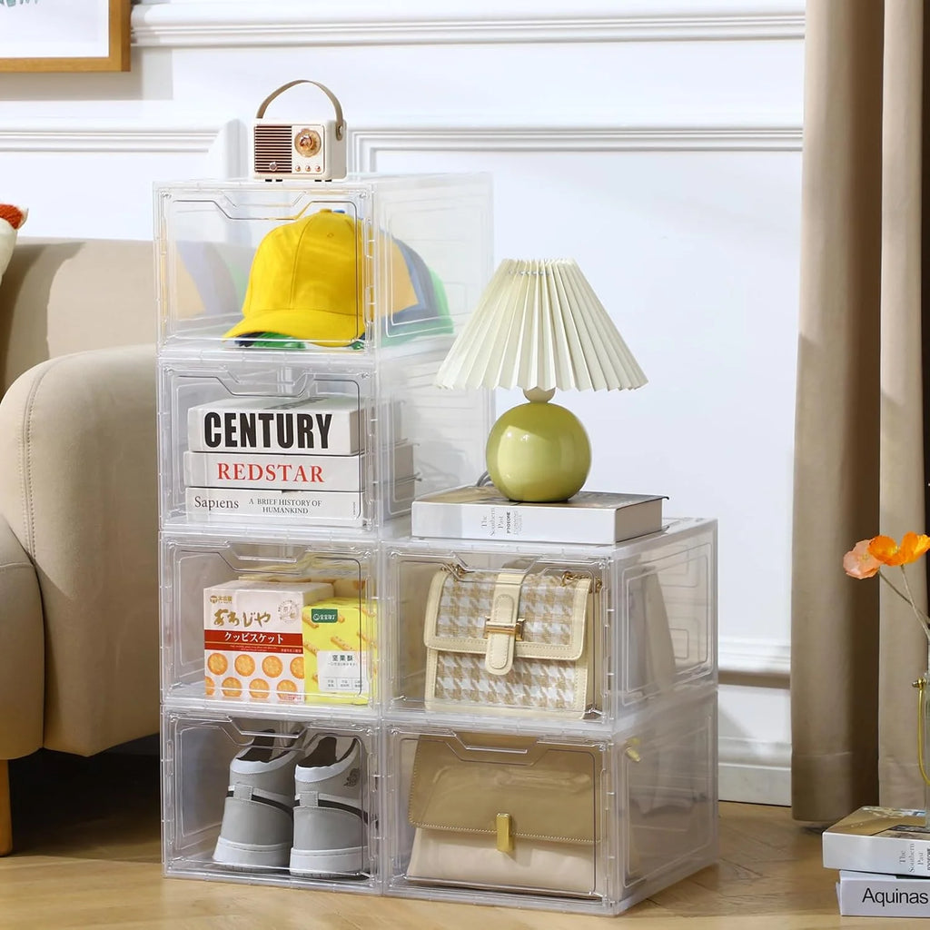 Stackable Clear Plastic Storage Bins with Lids I8250
