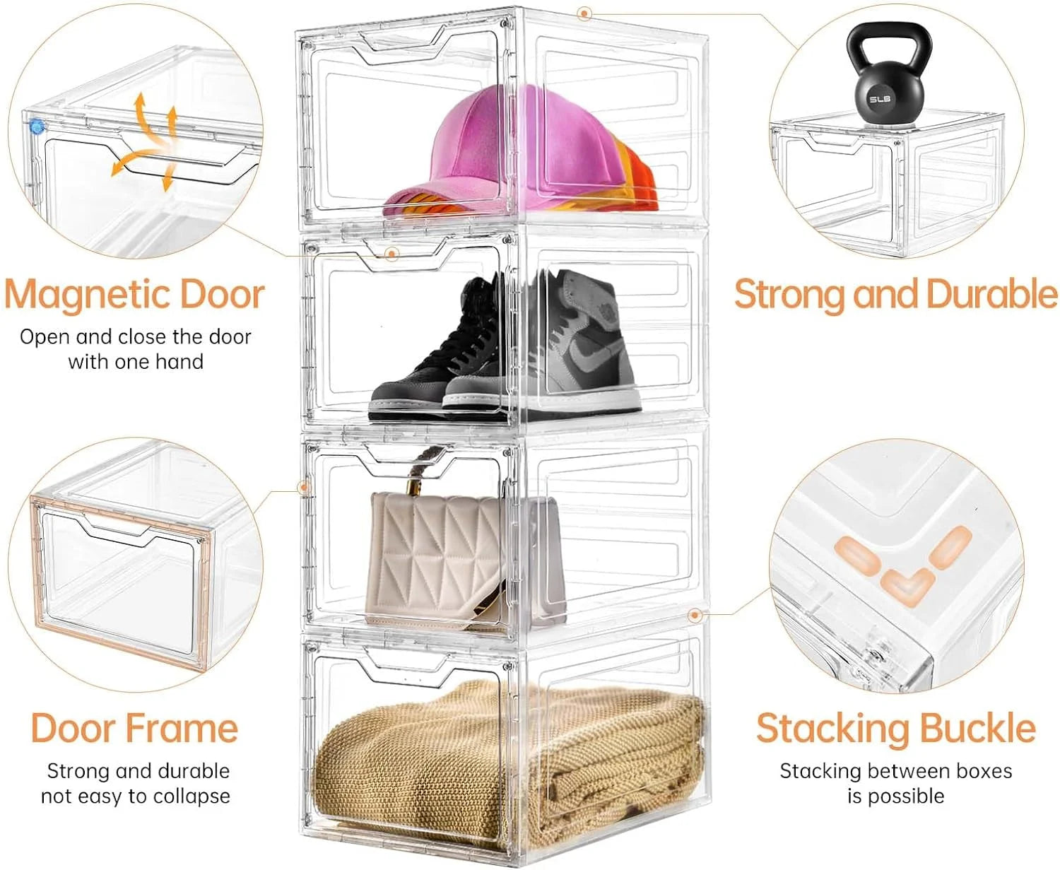 Stackable Clear Plastic Storage Bins with Lids I8250