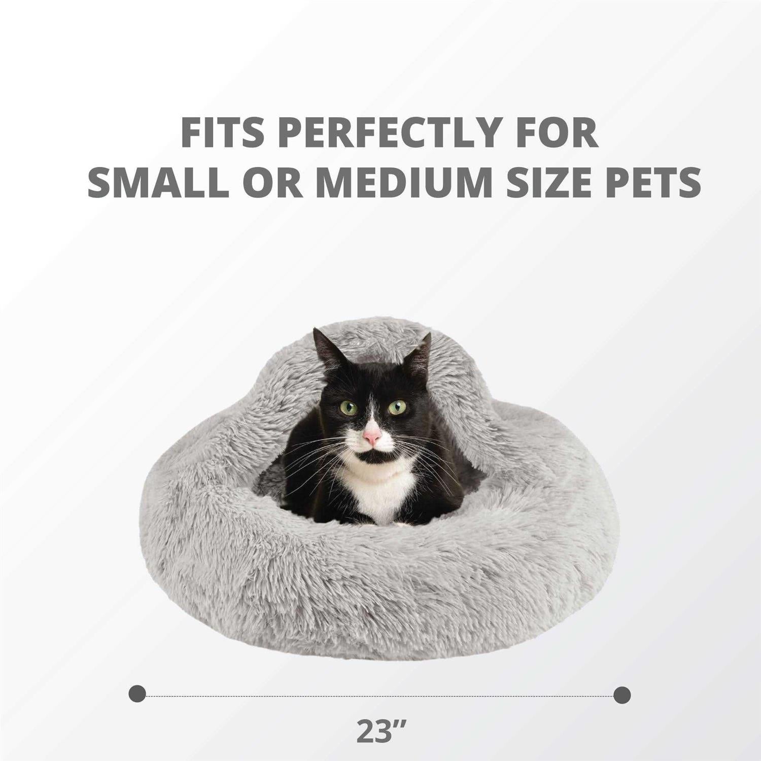 Cat Bed Cave Soft Faux Fur Hooded Blanket for Indoor Pets Q359