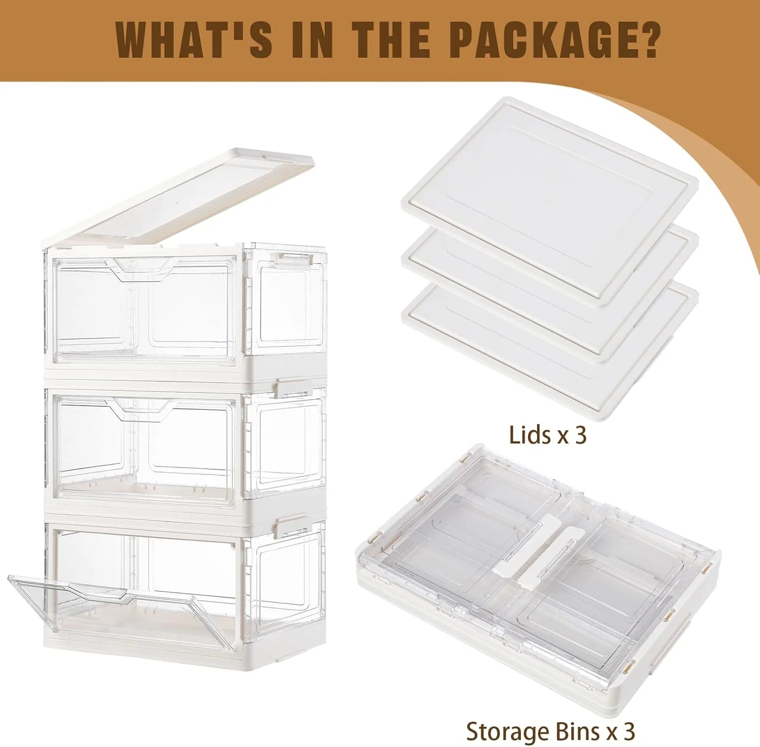 Stackable Clear Plastic Storage Bins with Lids I8250