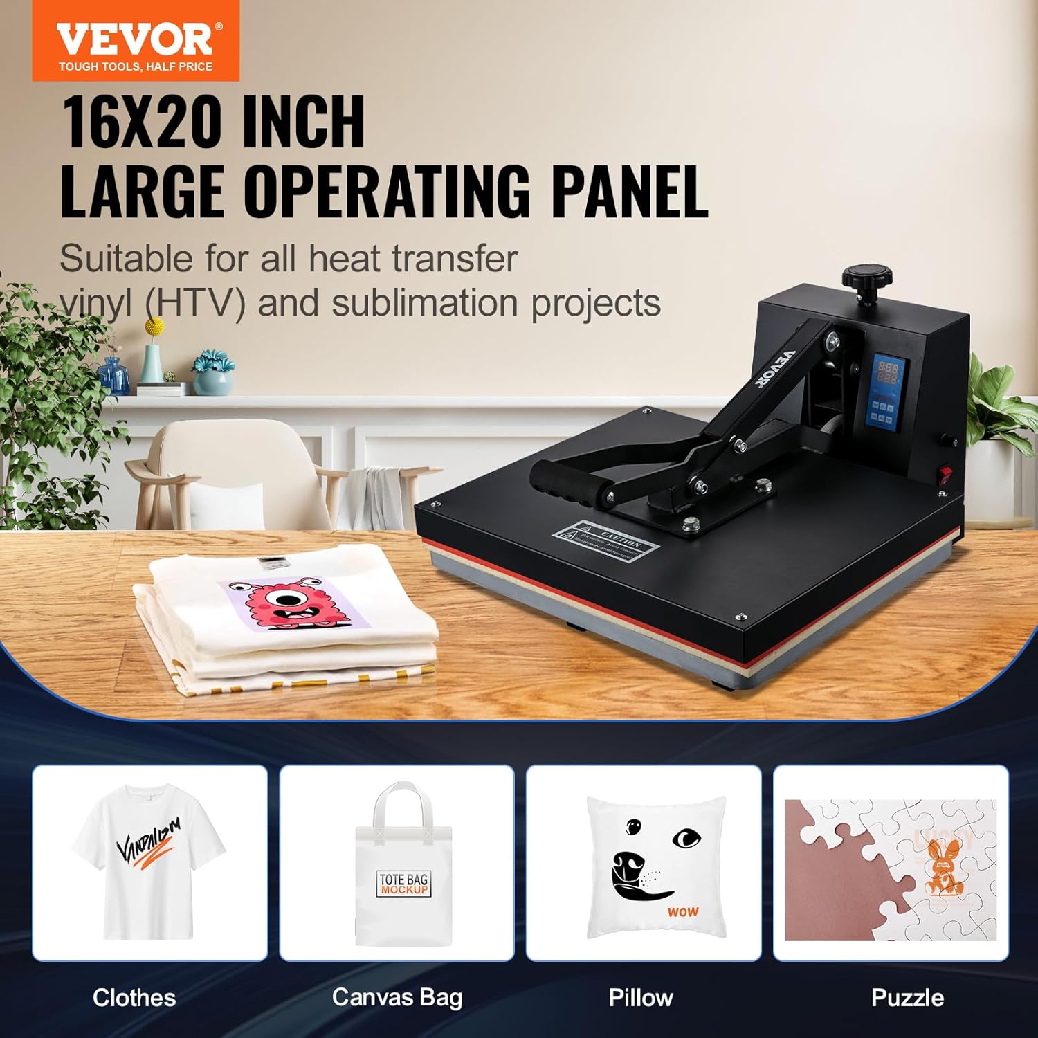 Heat Press Machine 16 x 20 in, Clamshell Sublimation Transfer Printer Q933526