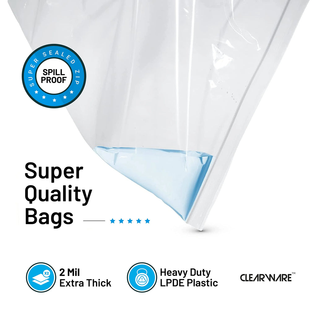 Extra Large 3 Gallon Storage Bags with Zipper, 16x18 Inch Thick Plastic, Reusable E180