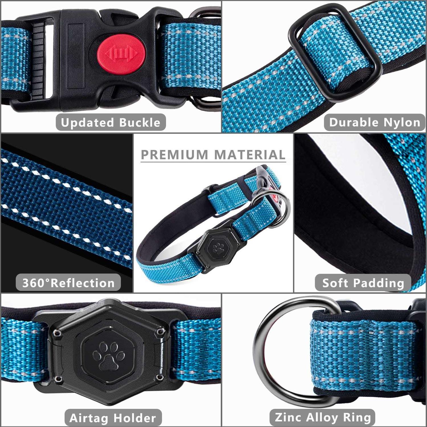 Waterproof GPS Tracking Dog Collar with Reflective Strip, Adjustable Soft Pet Collar U582918