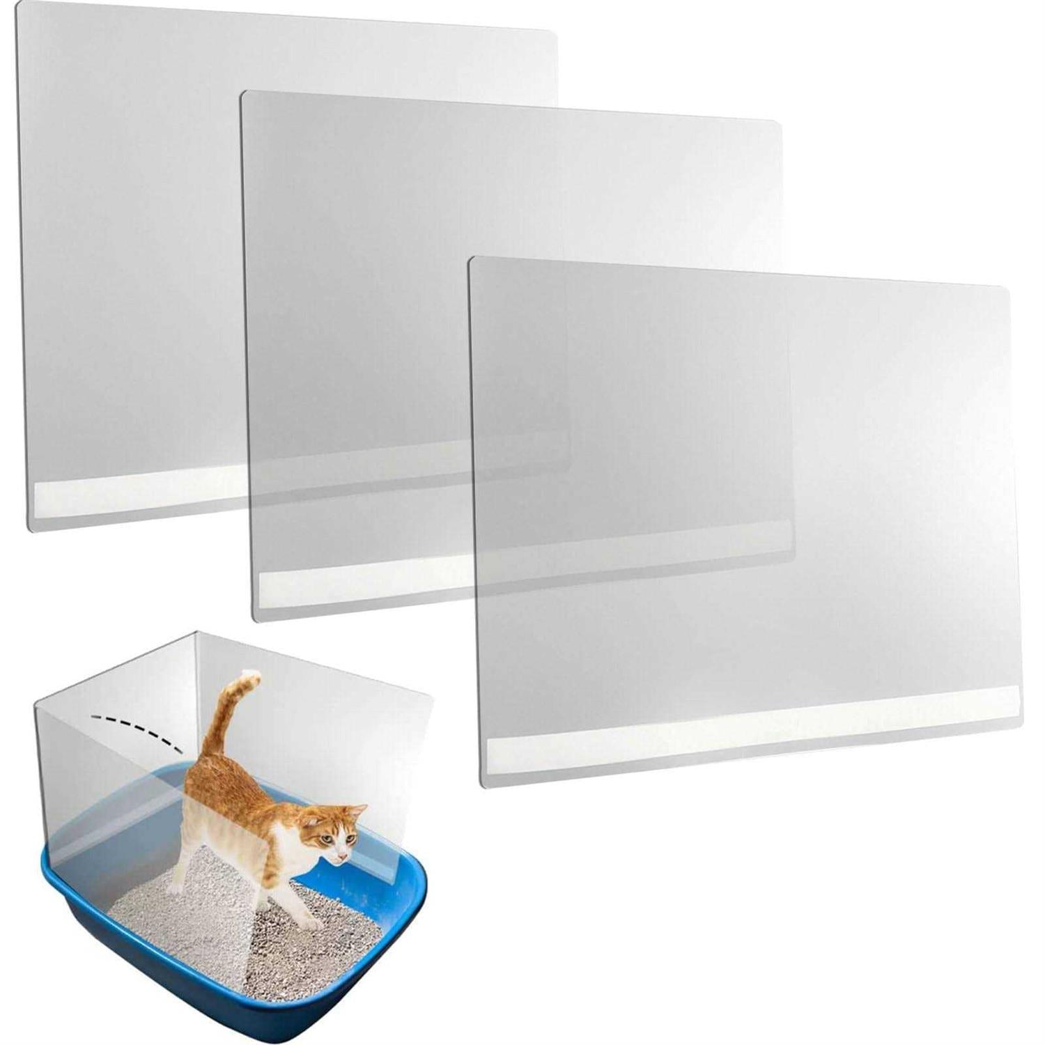 AAiphuwew 3 Pcs Cat Litter Box Pee Shields Easy Clean Anti-Splashing Flexible Litter Pan Pee Shields For Open Top Litter Pan - Pet Supplies online store
