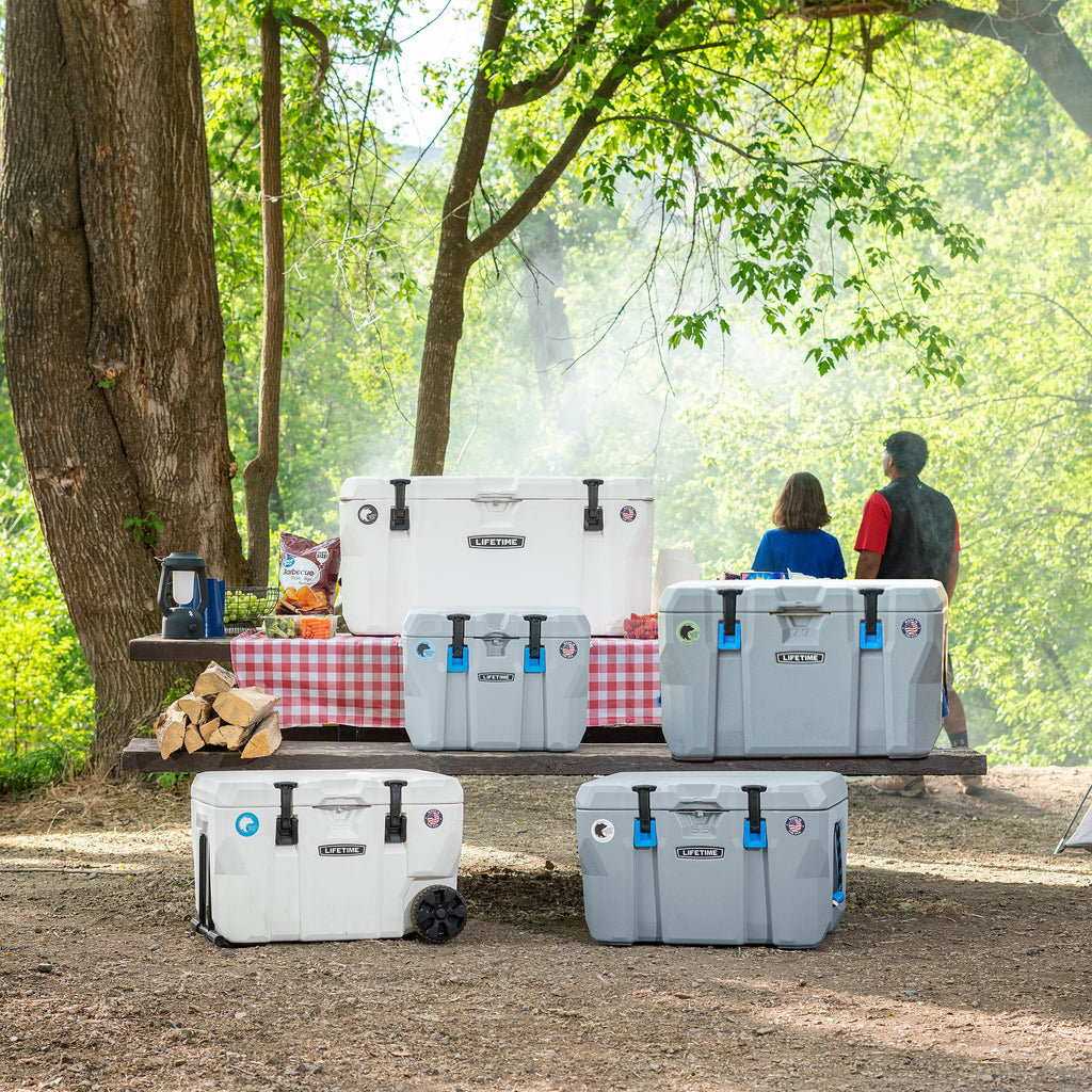 55 Quart Polyethylene Cooler, Light Gray E8371