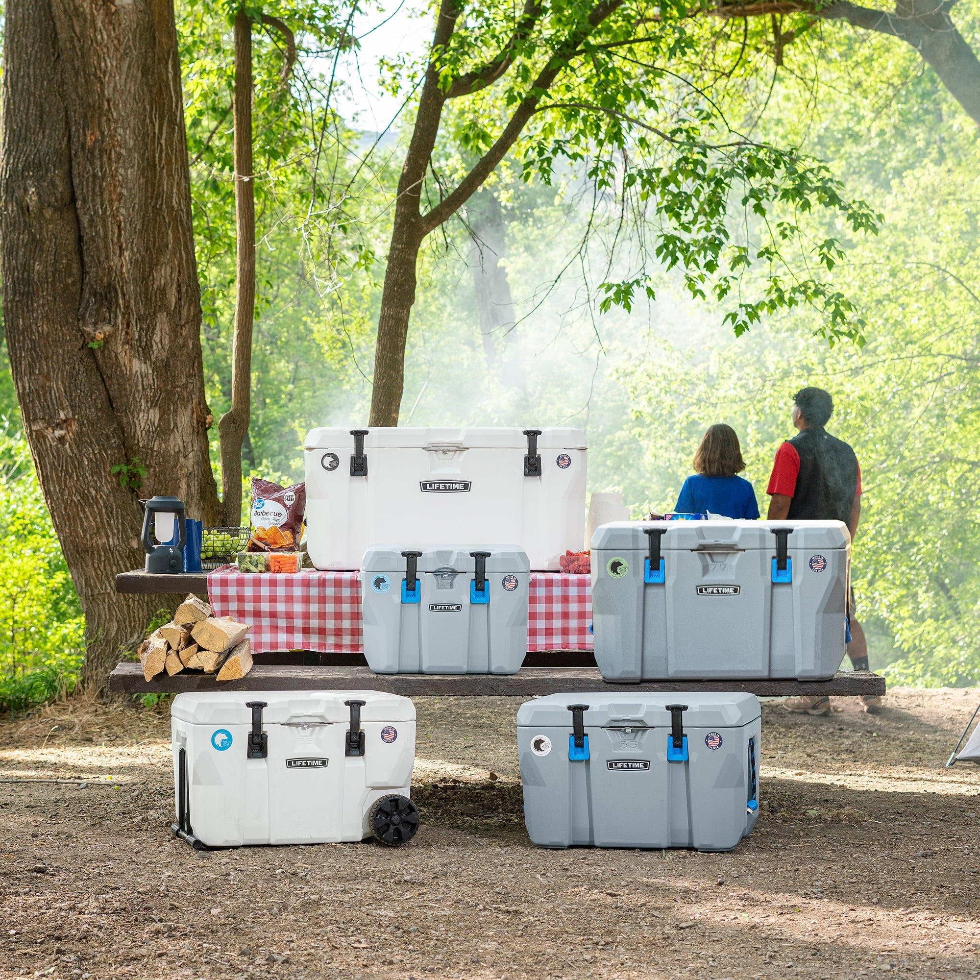 55 Quart Polyethylene Cooler, Light Gray E8371