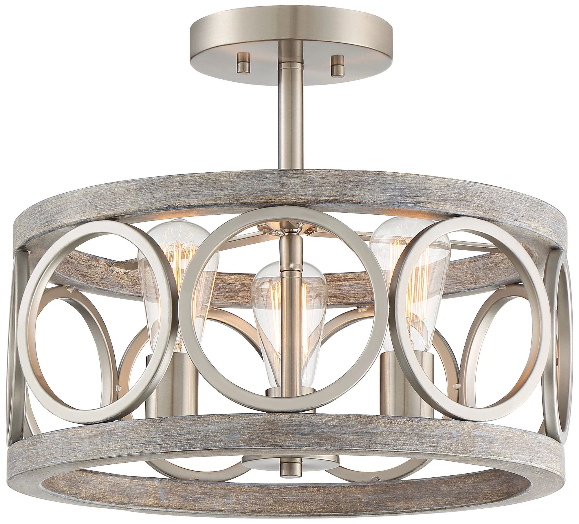 Rustic Farmhouse Semi Flush Mount Ceiling Light 16" Wide 3-Light LED Y84114
