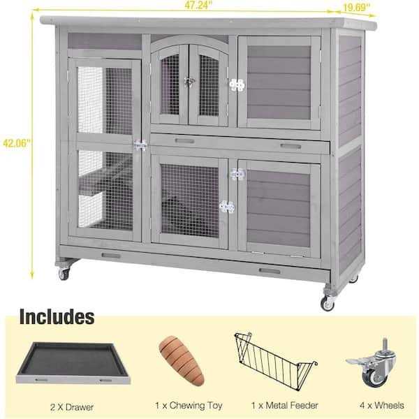2 Story Rabbit Hutch on Wheels V766