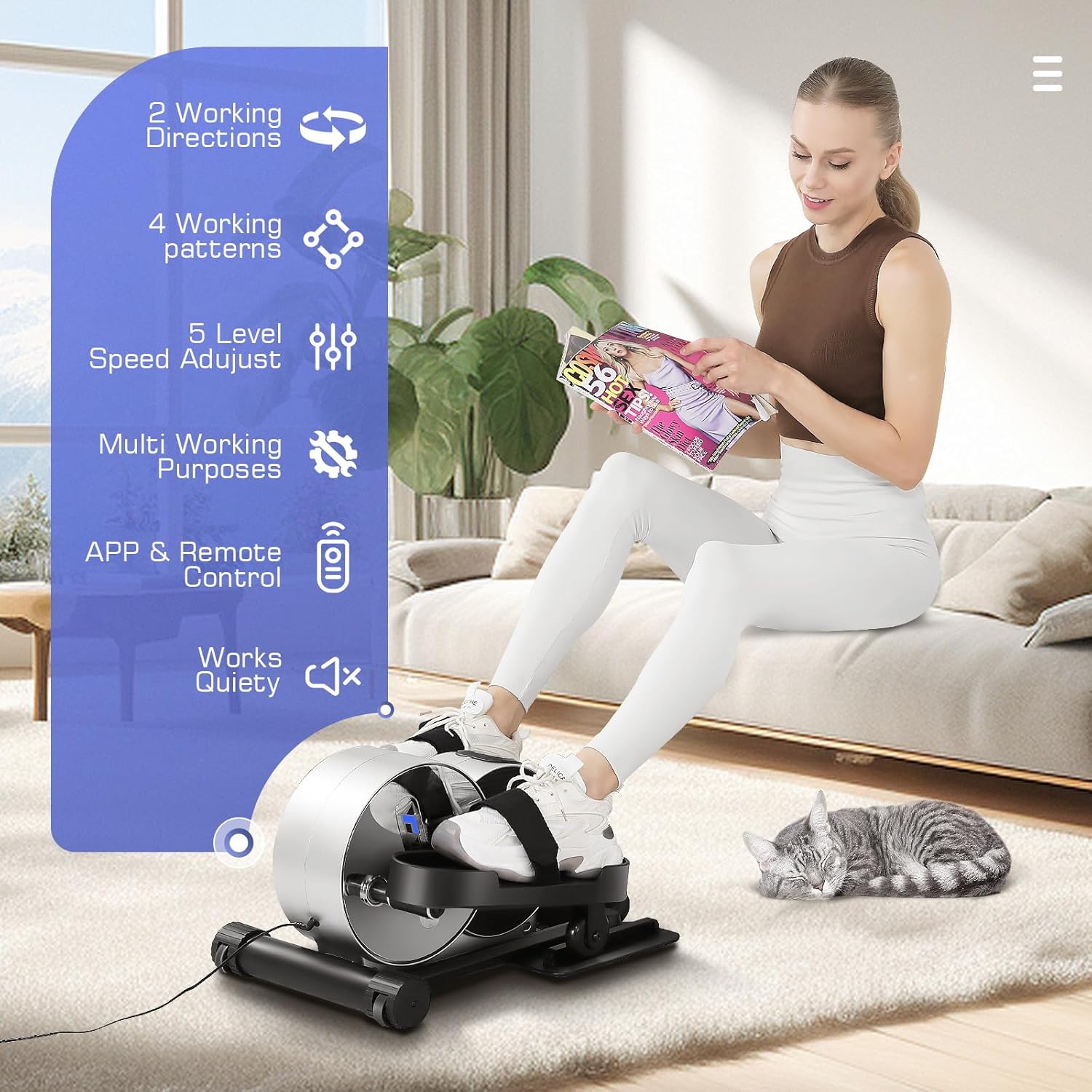 Under Desk Elliptical with Fitness App and LCD Display G7394