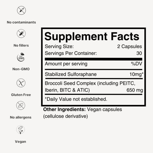 Broccoli Supplement with Stabilized Sulforaphane Extract, 30 Vegetable Capsules M6027