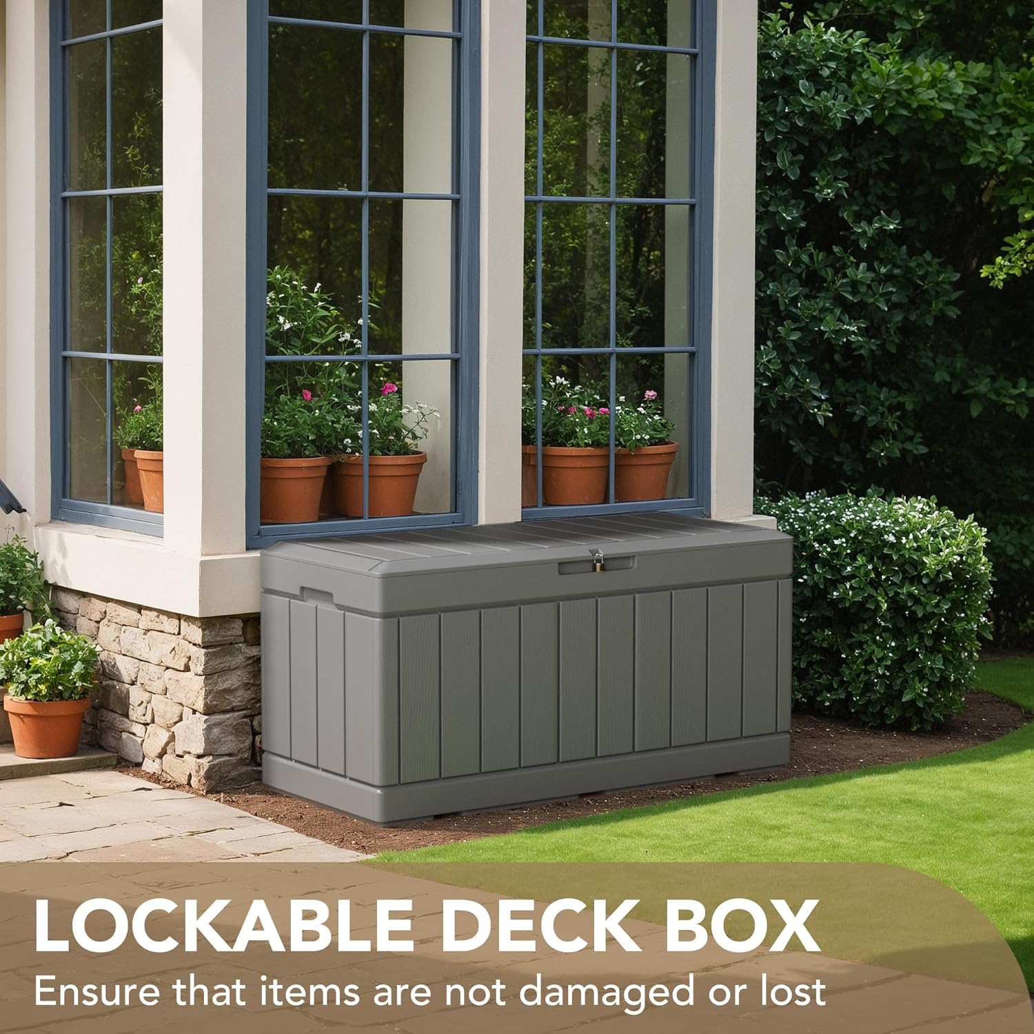 Outdoor Storage Box for Patio Cushions, Waterproof, Lockable K79848