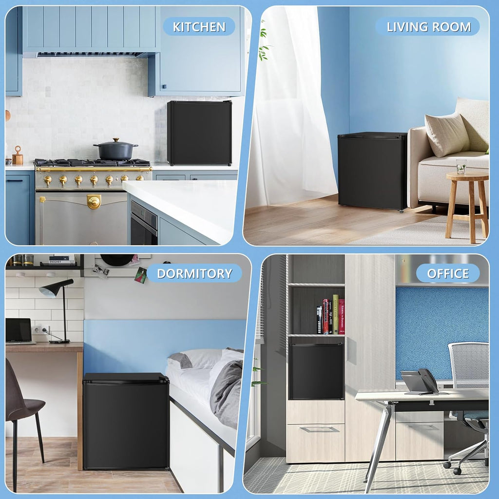 Mini Fridge with Freezer, 1.4 Cu. Ft Compact Refrigerator, Reversible Door, Black H1483