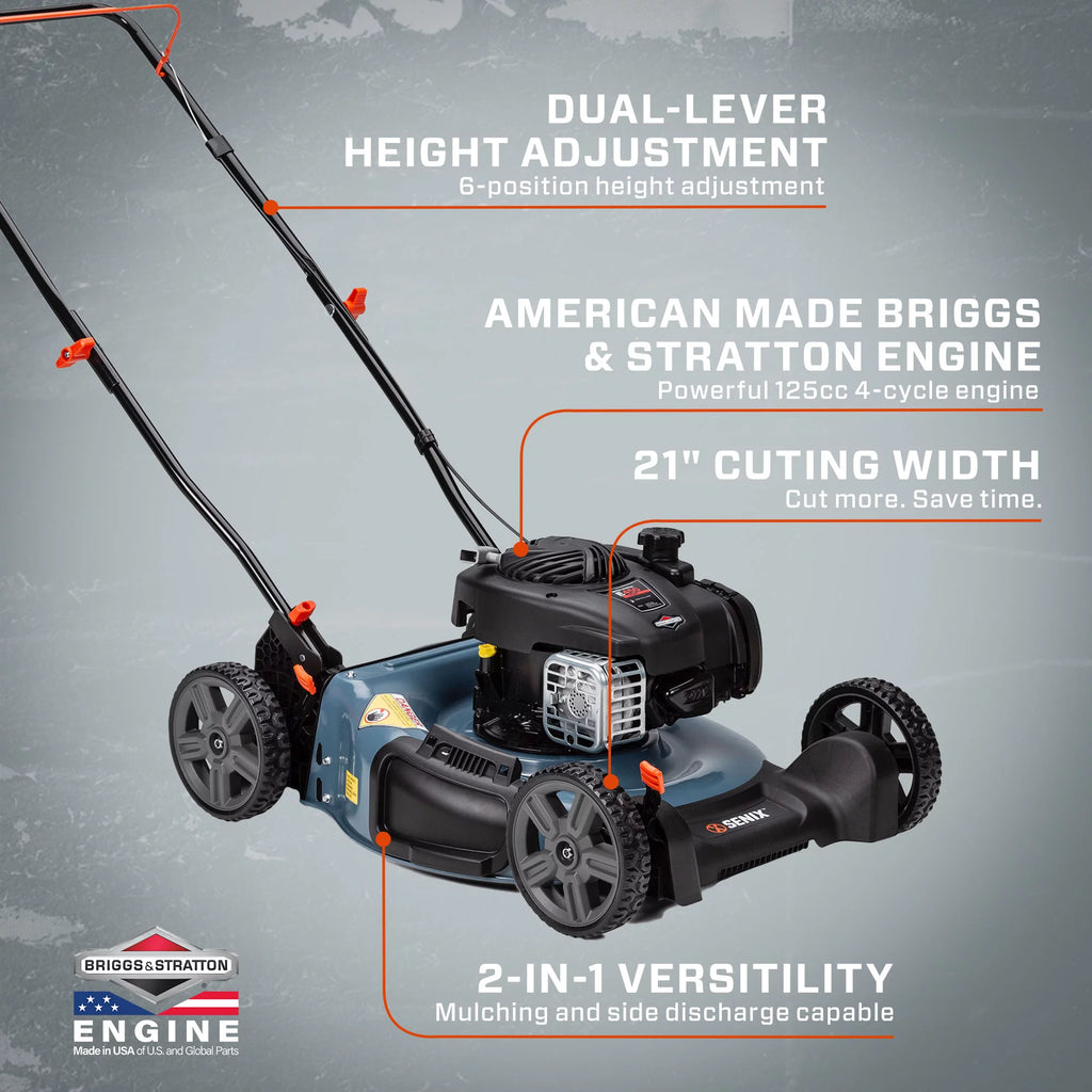 21-Inch 125cc Gas Push Lawn Mower with Mulch & Side Discharge M595538