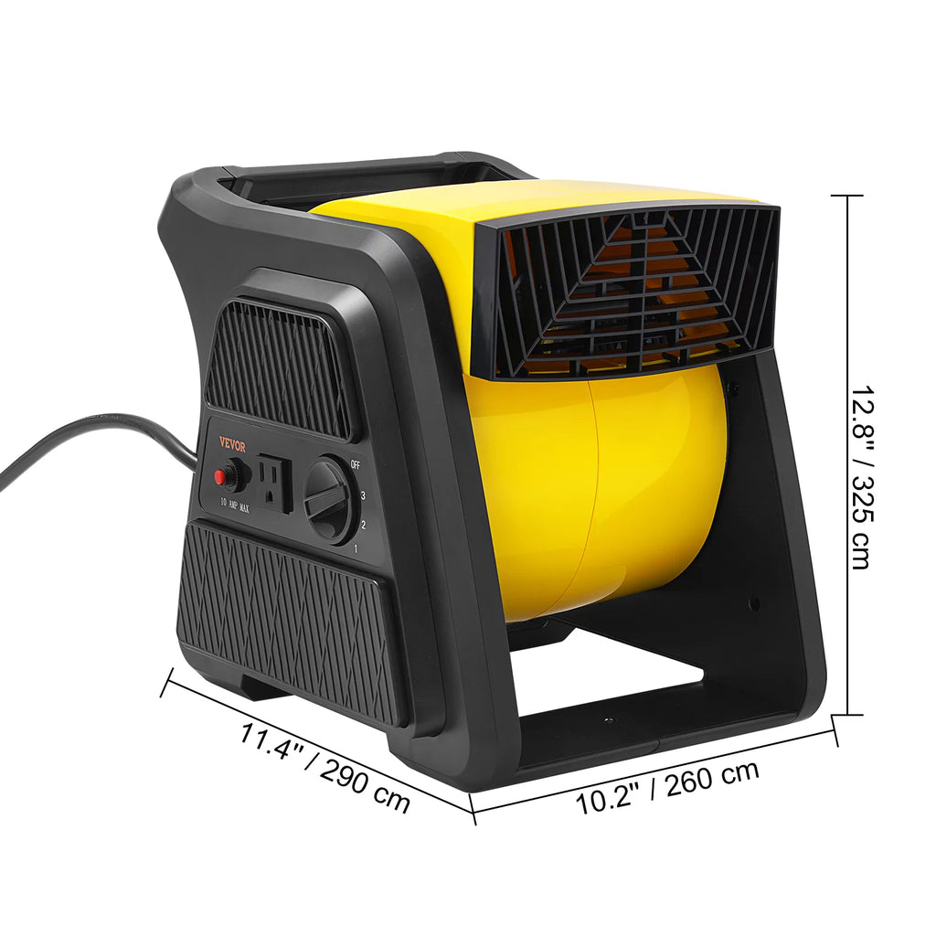 600 CFM 3-Speed Pivoting Floor Blower Fan with Timer and Power Outlet N37972