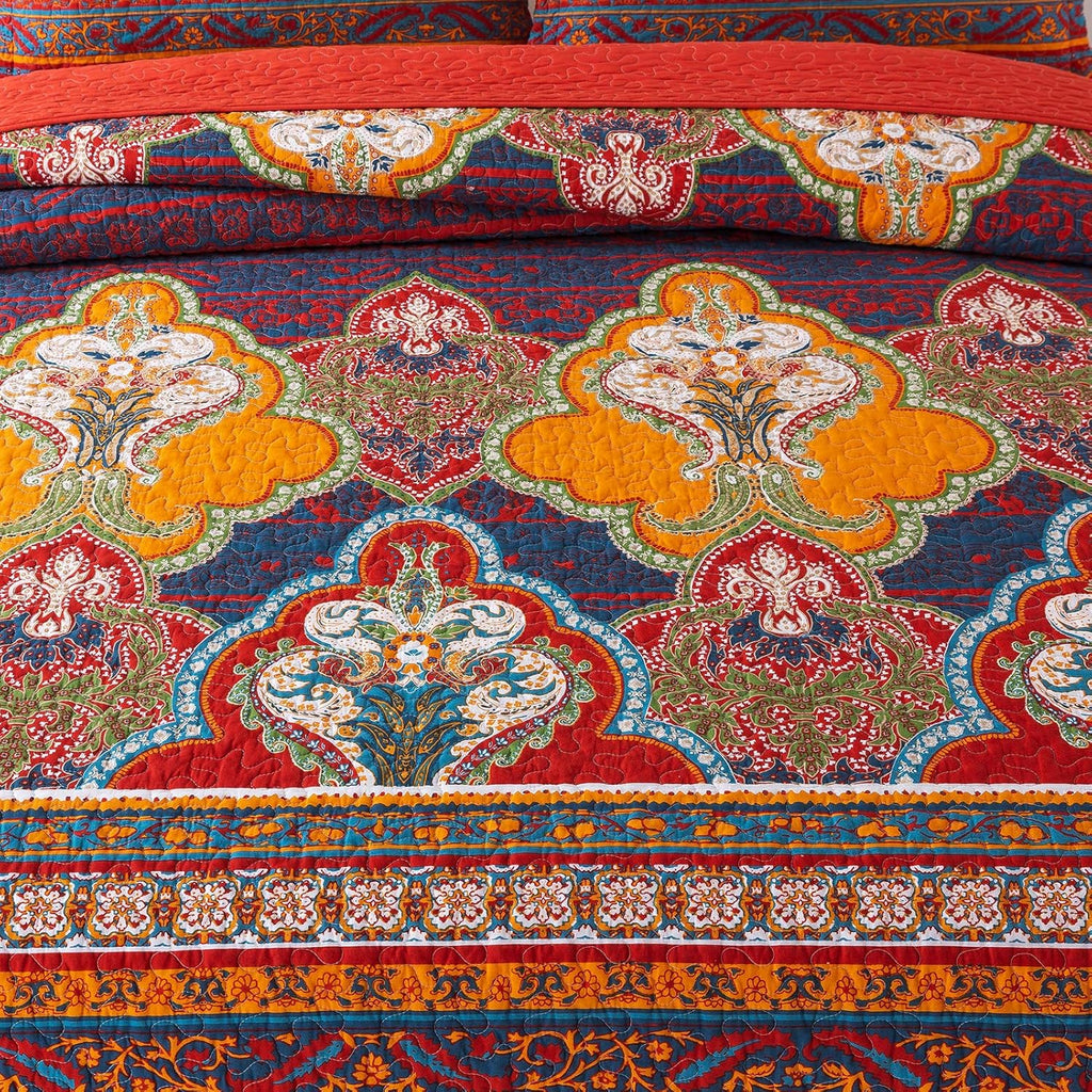 Reversible Cotton Patchwork Bedspread Set J628