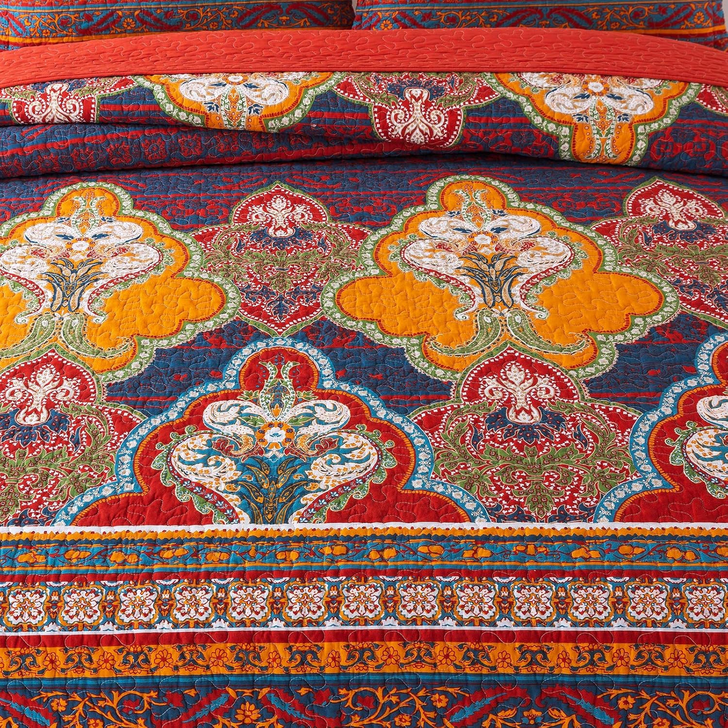 Reversible Cotton Patchwork Bedspread Set J628