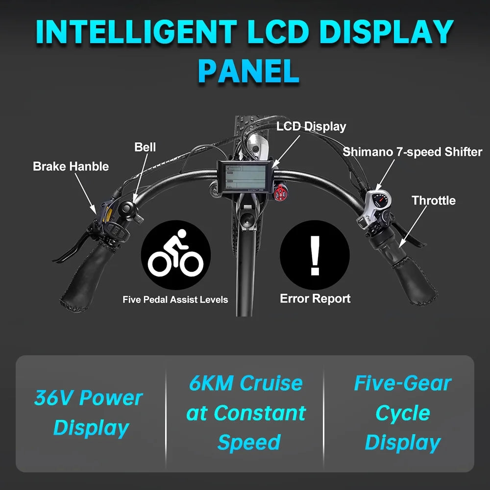 Electric Bike Fat Tire 26" Adults Aluminum Frame 750W Motor 48V 12.5AH S993