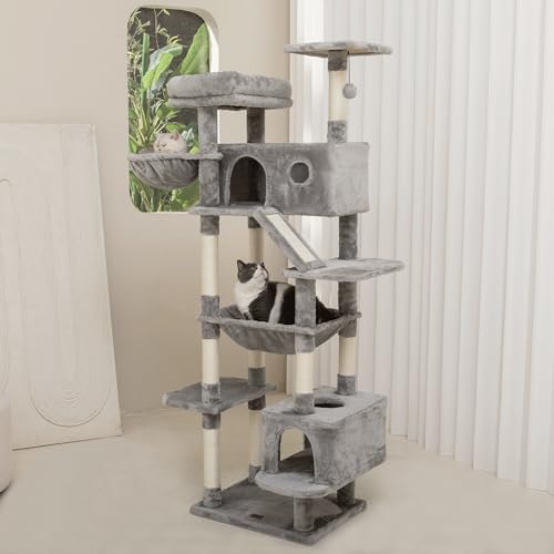 Large Cat Tree for Indoor Cats with Scratching Posts, Beige U979