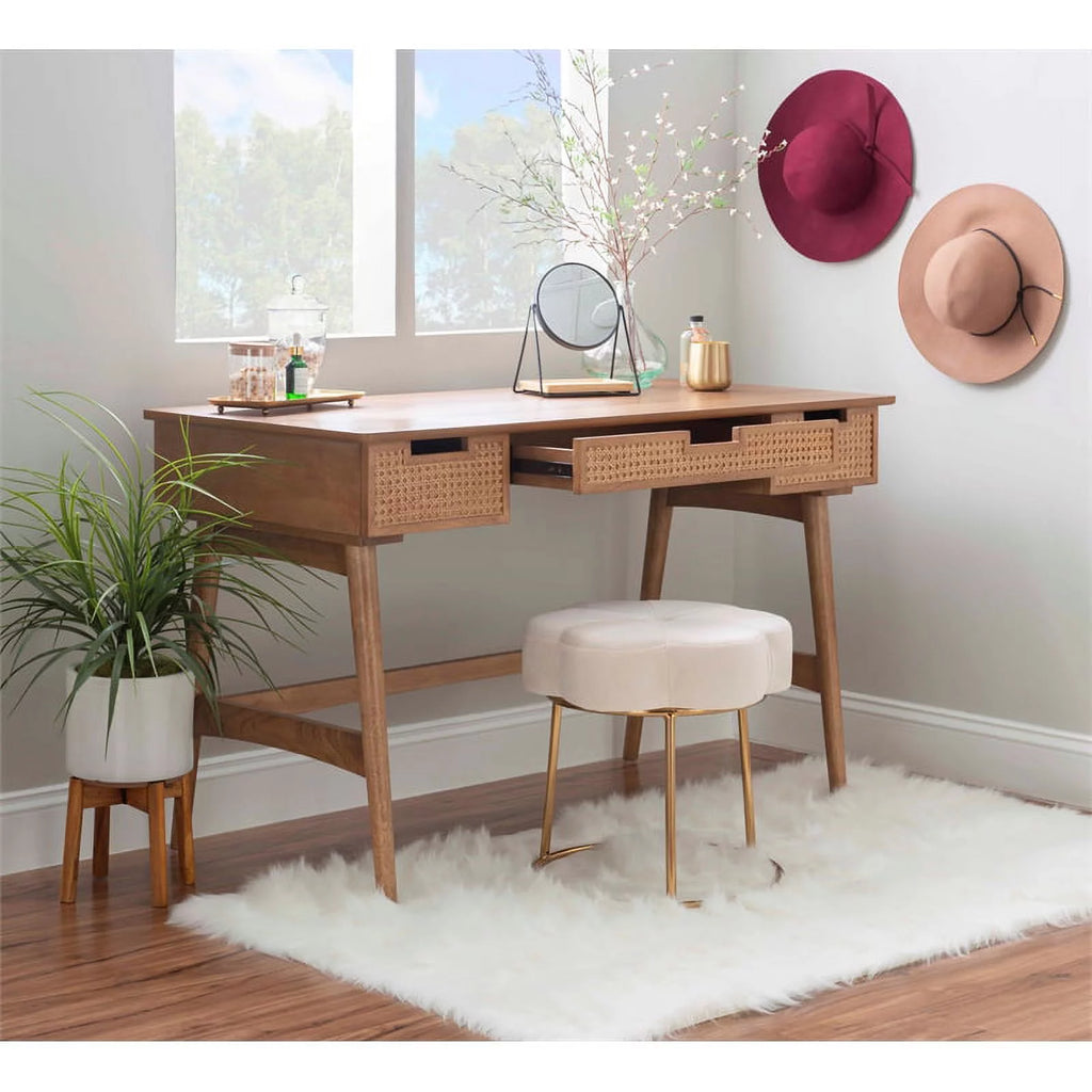 Rattan Wood Desk with Drawers E928273
