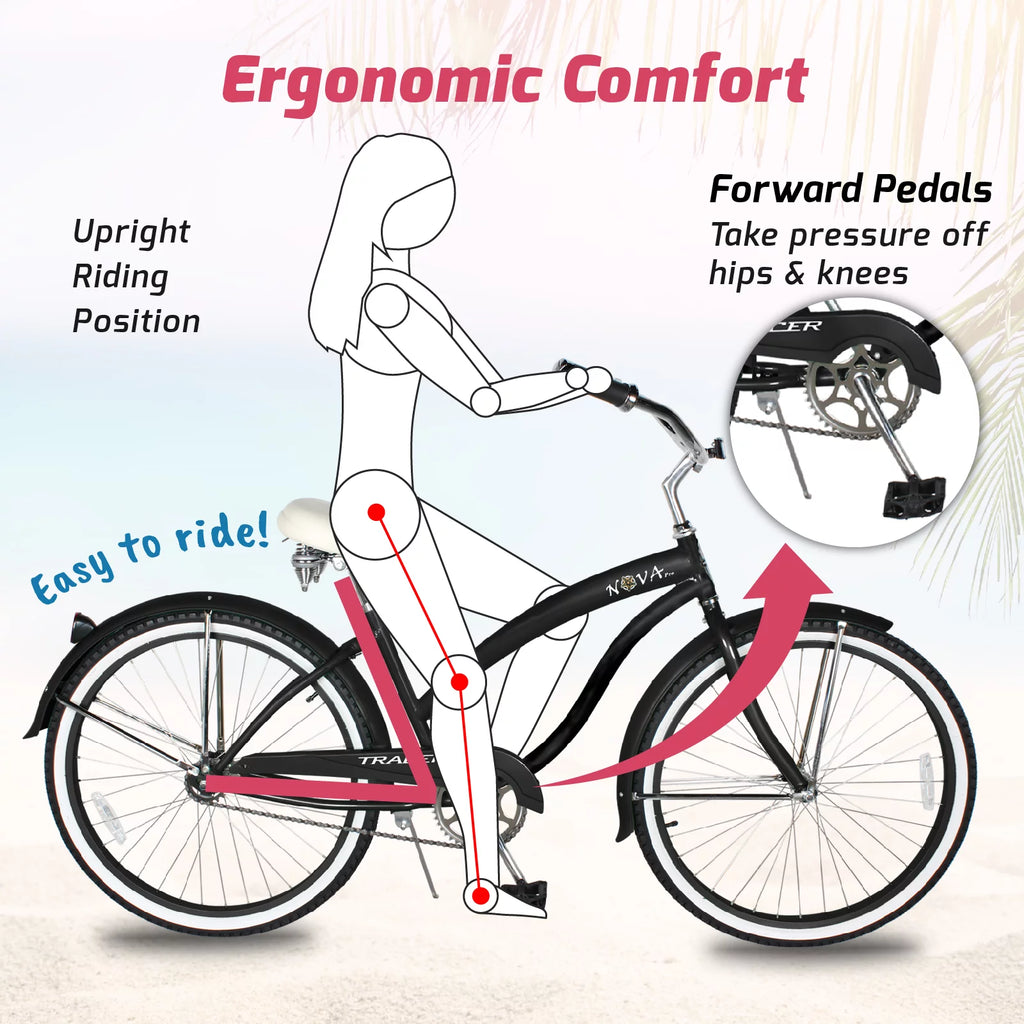 Beach Cruiser Bike for Women, 26 Inch Wheels, 1 Speed H345