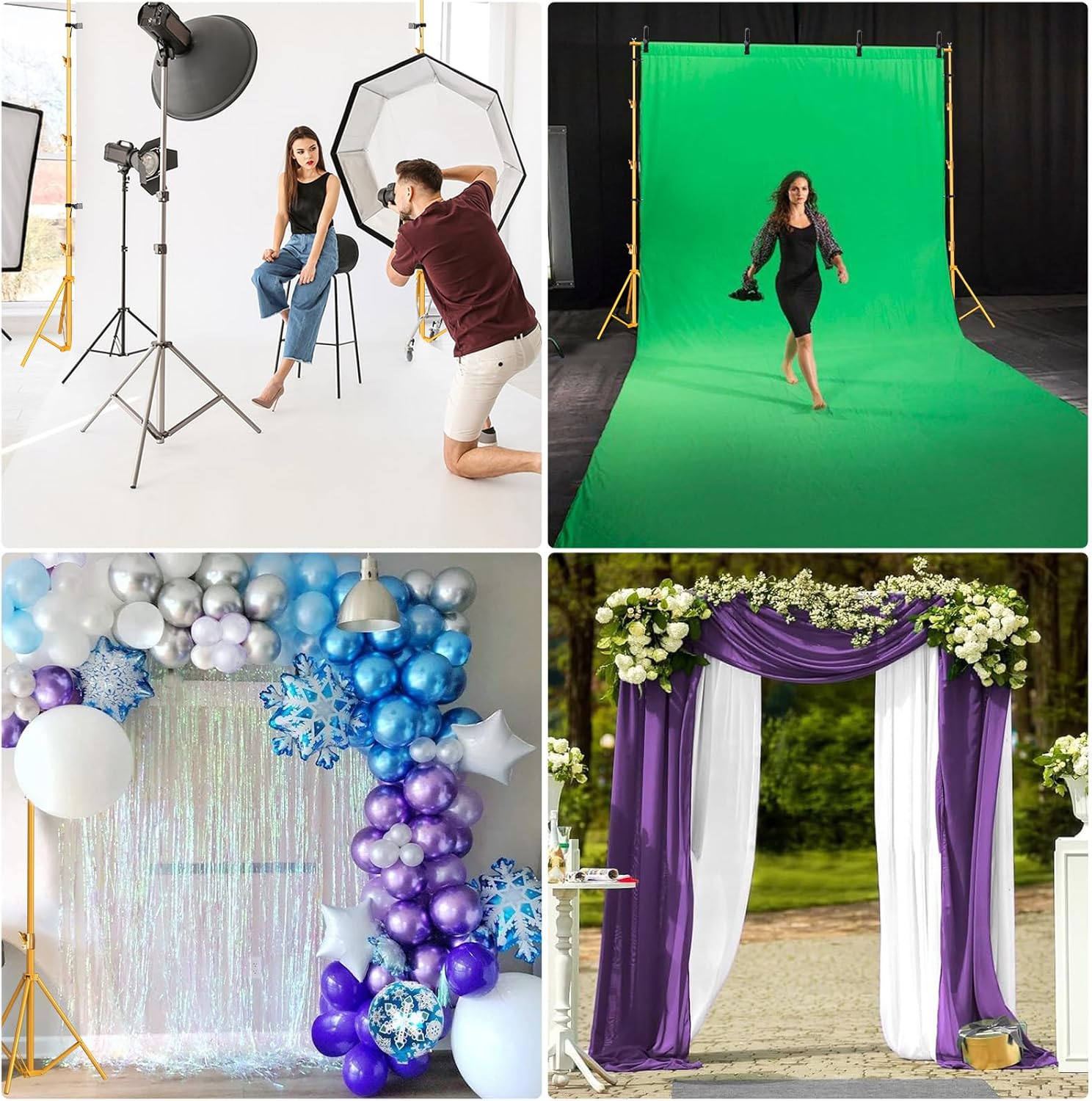 Photography Backdrop Stand, 10x10ft, Gold, with Carry Bag K160
