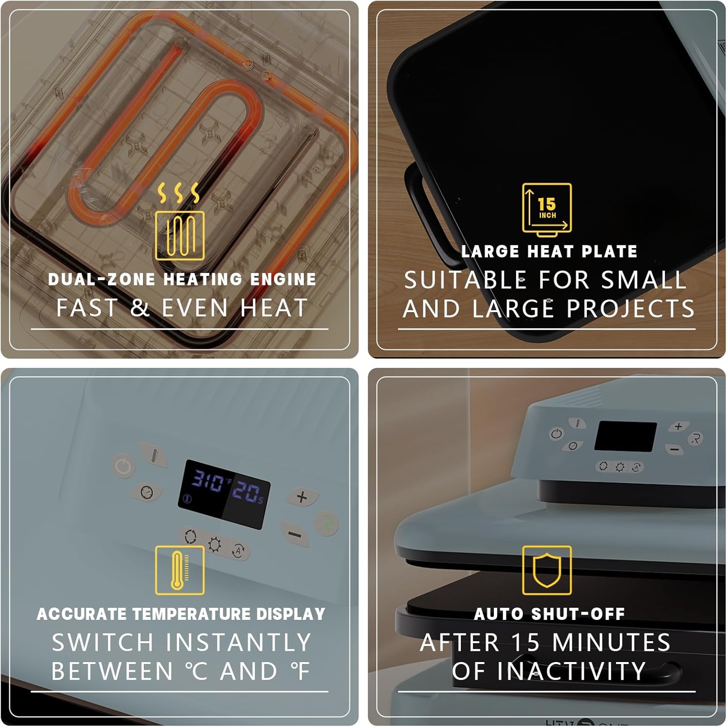 Auto Heat Press Machine for T Shirts 15 x 15 with Teflon Sheets G253733