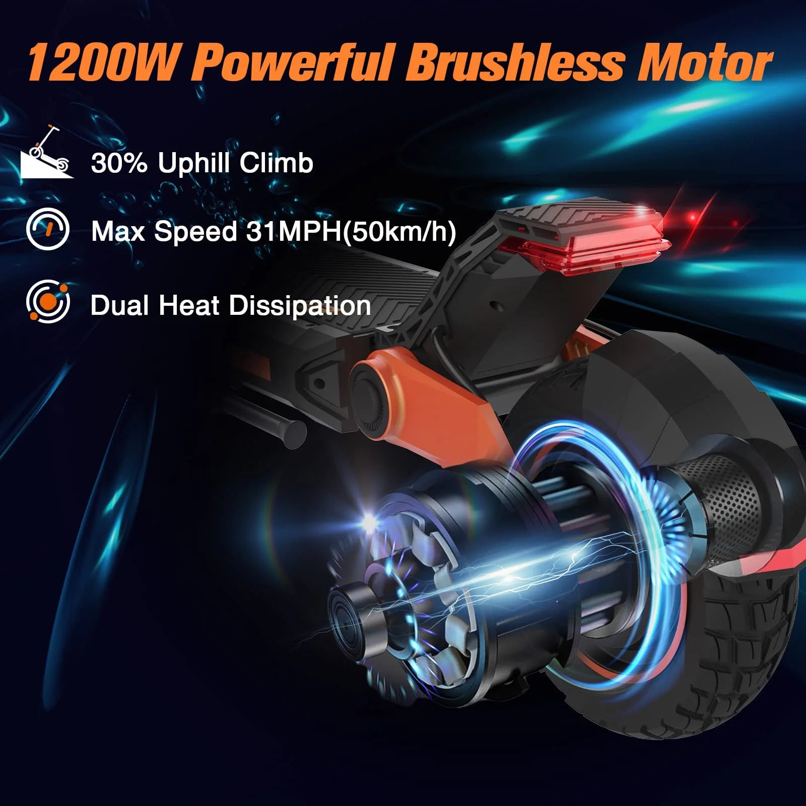 Electric Scooter for Adults 1200W Motor 31 mph Off Road Tires E116