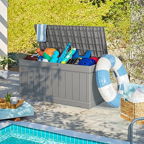 85 Gallon Waterproof Resin Deck Box for Outdoor Storage E46817