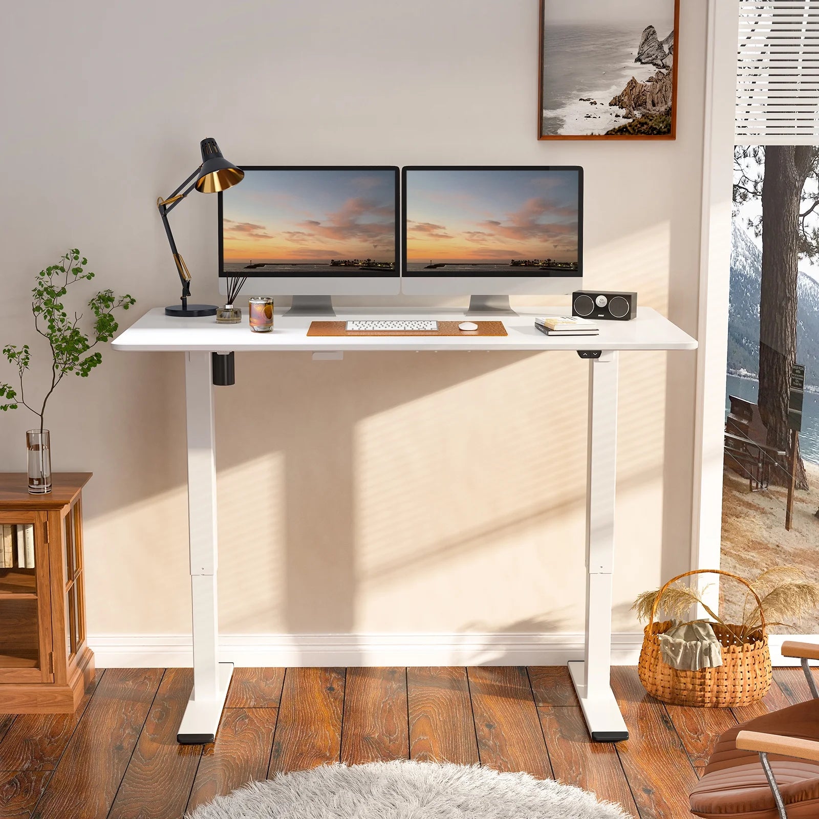 Electric Height Adjustable Desk 55x28 White E959