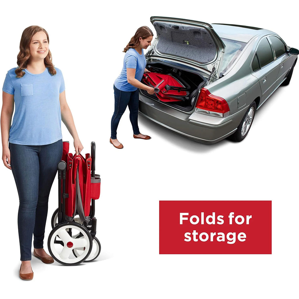 Convertible Stroll N Wagon with Pull & Push Handle, Red/Black T153