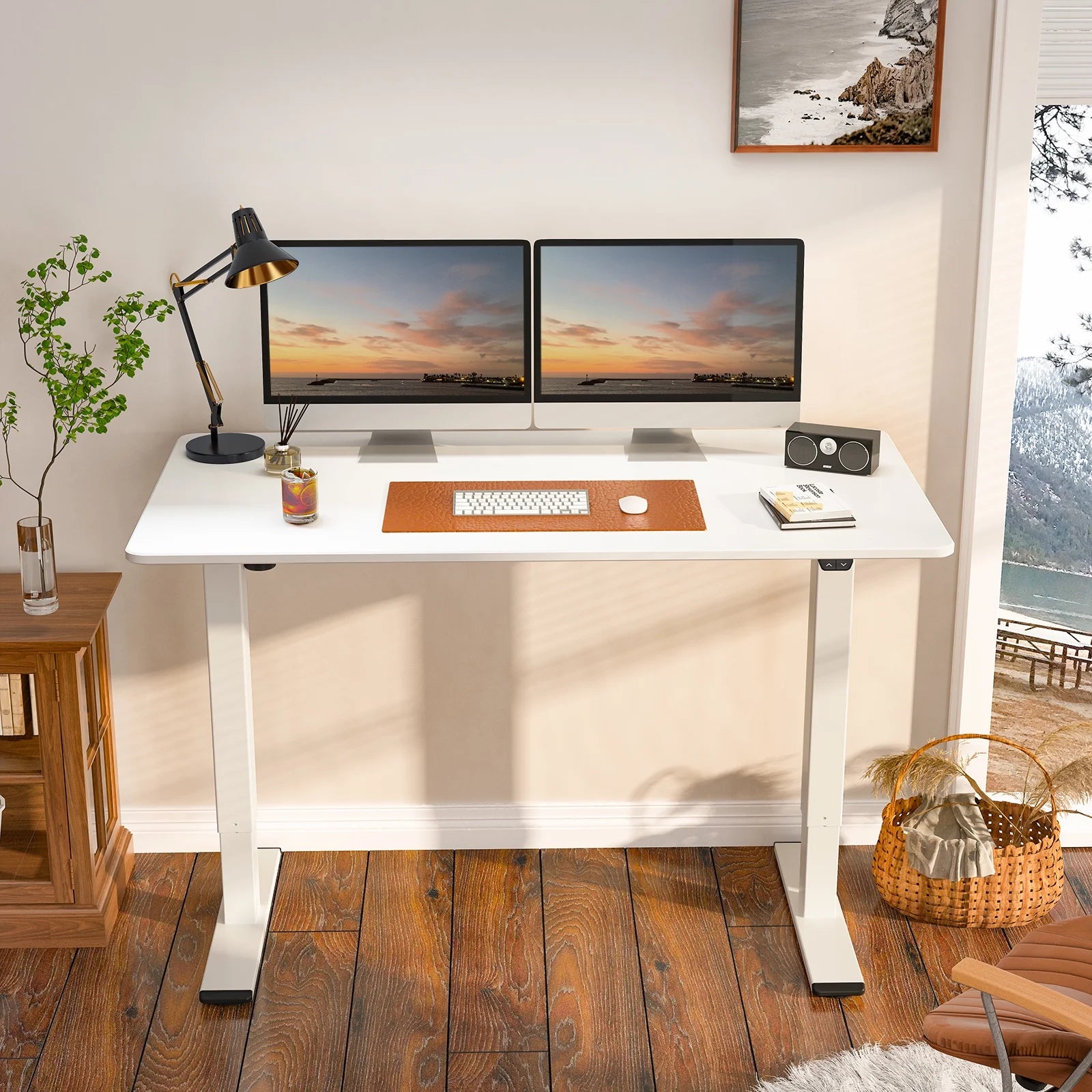 Electric Height Adjustable Desk 55x28 White E959