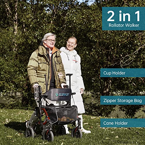 All-Terrain 2 in 1 Rollator Walker & Transport Chair with 10" Wheels, Blue T277