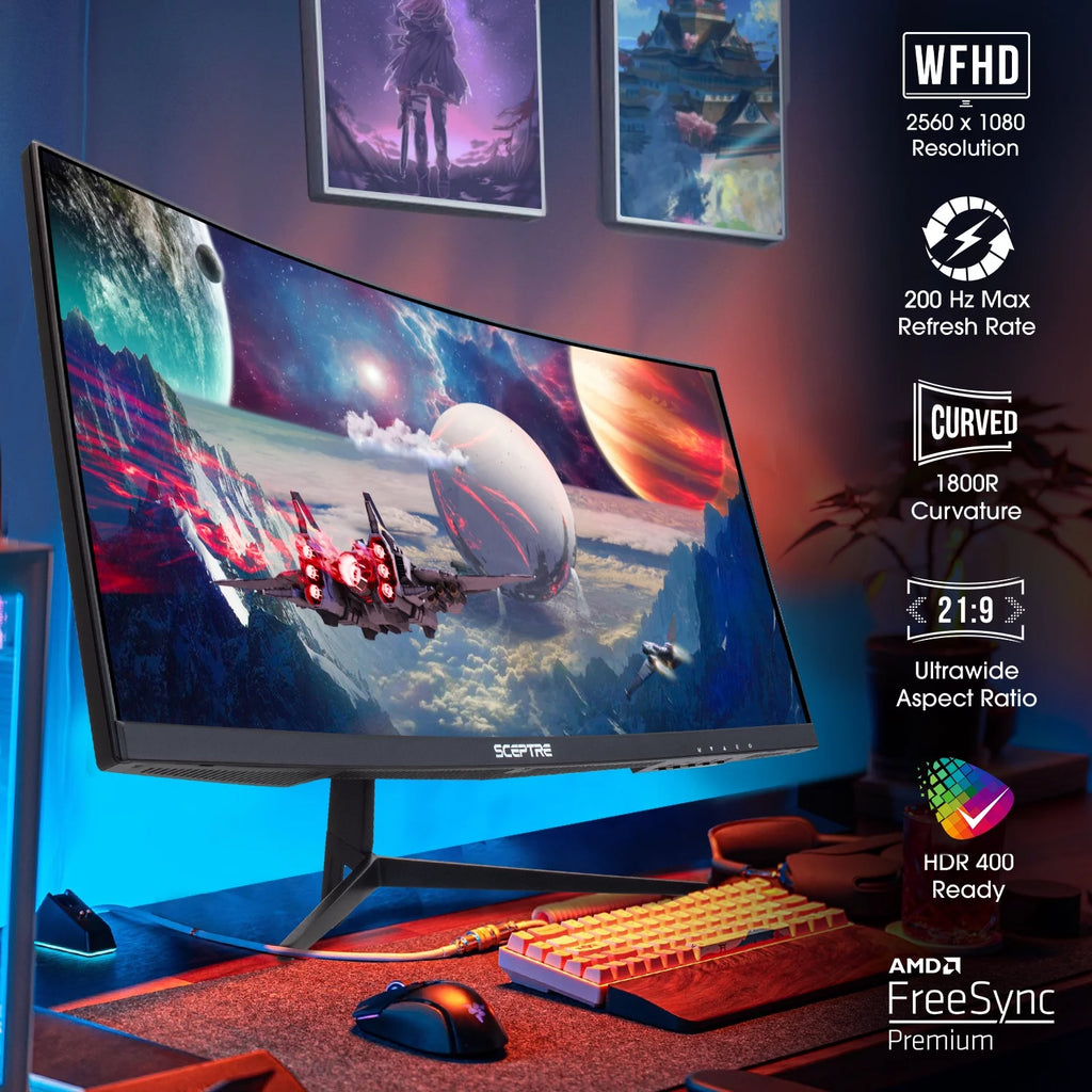 Curved 30" LED Monitor 2560 x 1080 200Hz VA V4916