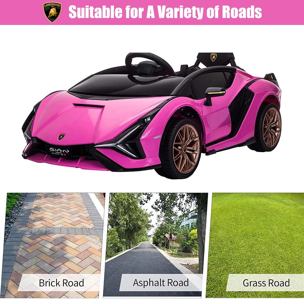 Pink Ride On Sports Car with Remote Control, 12V Electric Battery Powered Toy for Kids R977501
