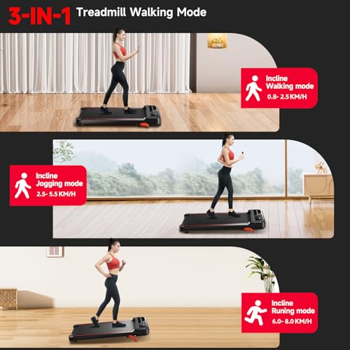 Walking Pad Treadmill with Incline, Under Desk Portable Treadmill with Remote Control W2274