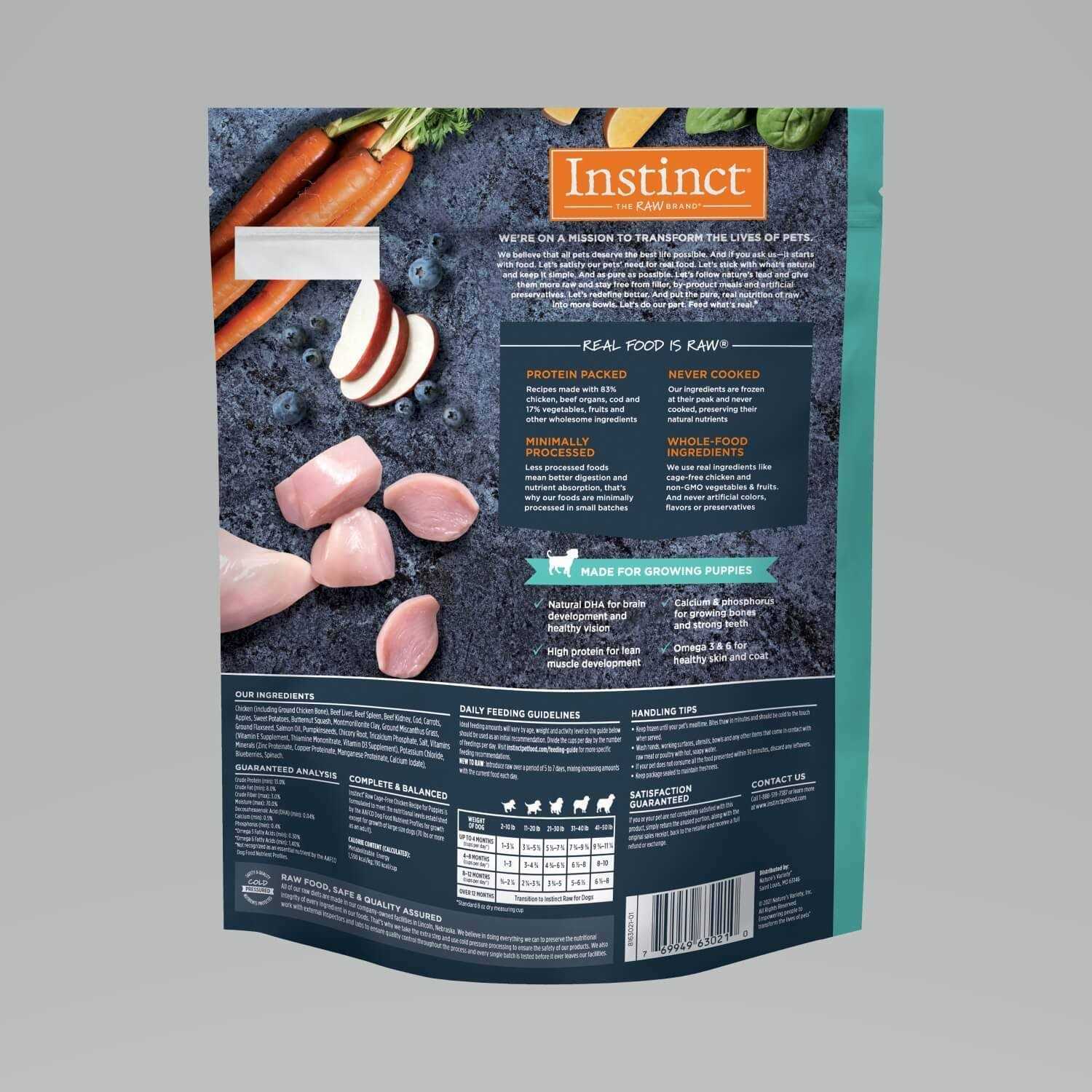 Raw Frozen Puppy Bites Cage-Free Chicken Recipe Dog Food X87917