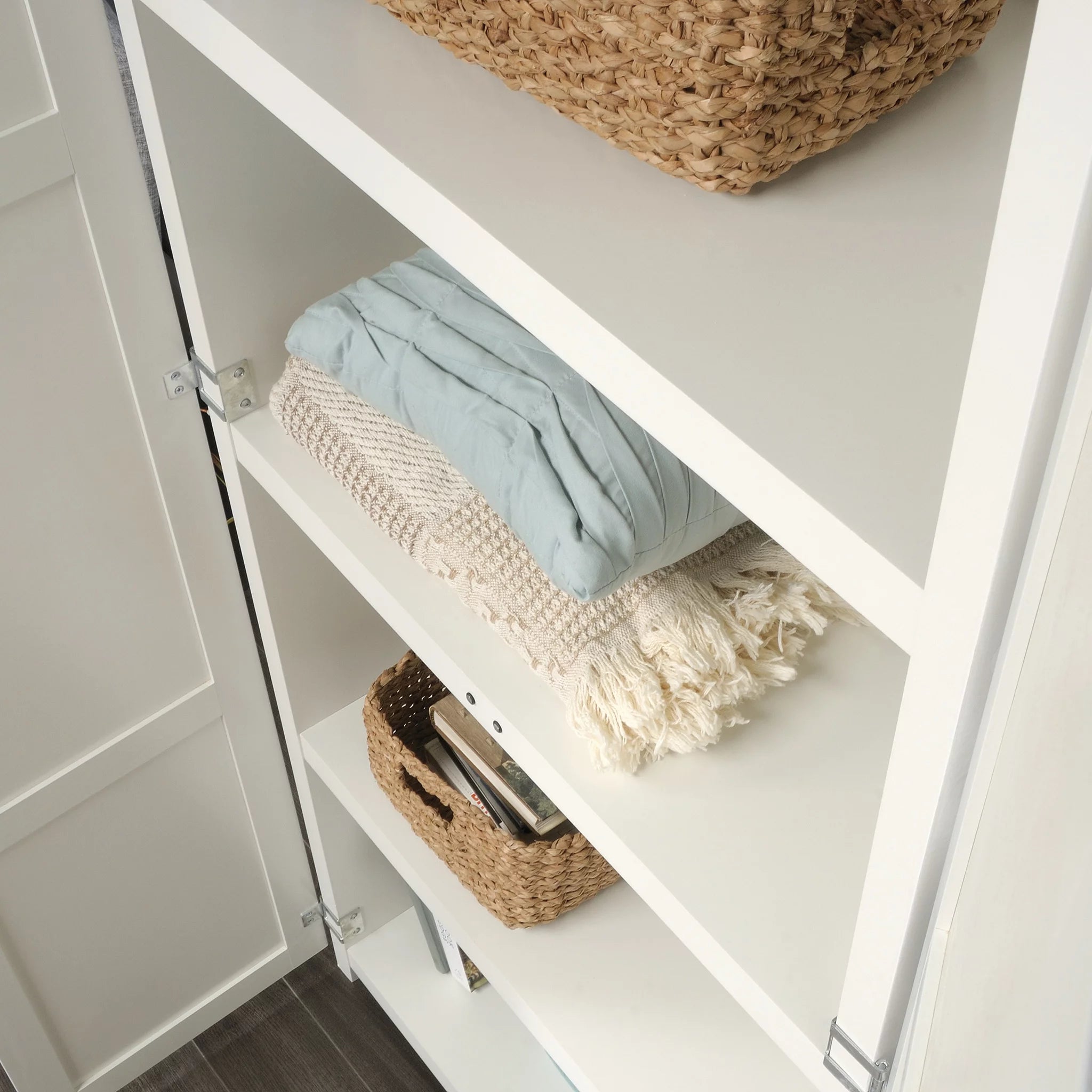 Wood Storage Cabinet, White Finish L333