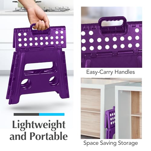 Folding Step Stool for Adults and Kids, One-Flip Open, Black N180