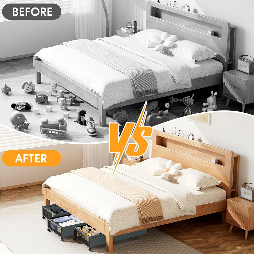 Under Bed Storage Containers with Wheels 2 Pack with Lid D932