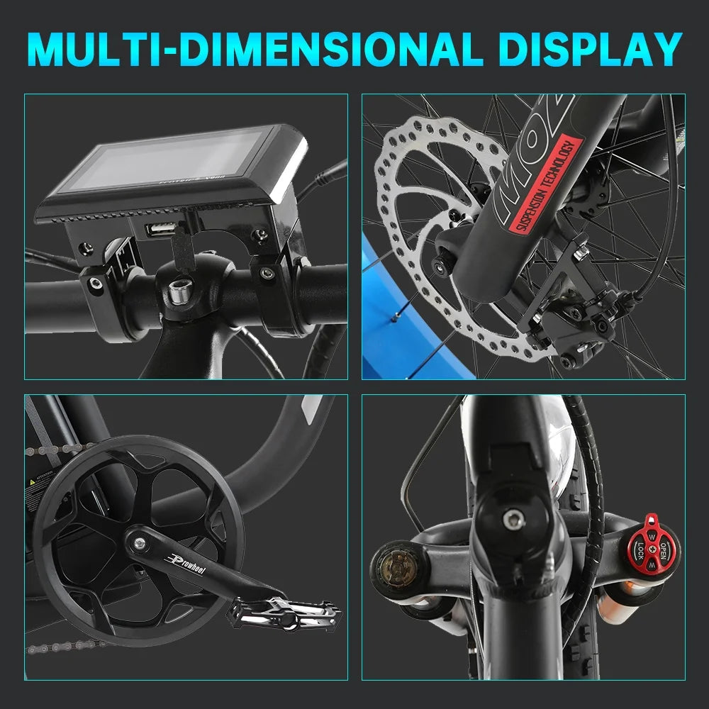 Electric Bike Fat Tire 26" Adults Aluminum Frame 750W Motor 48V 12.5AH S993