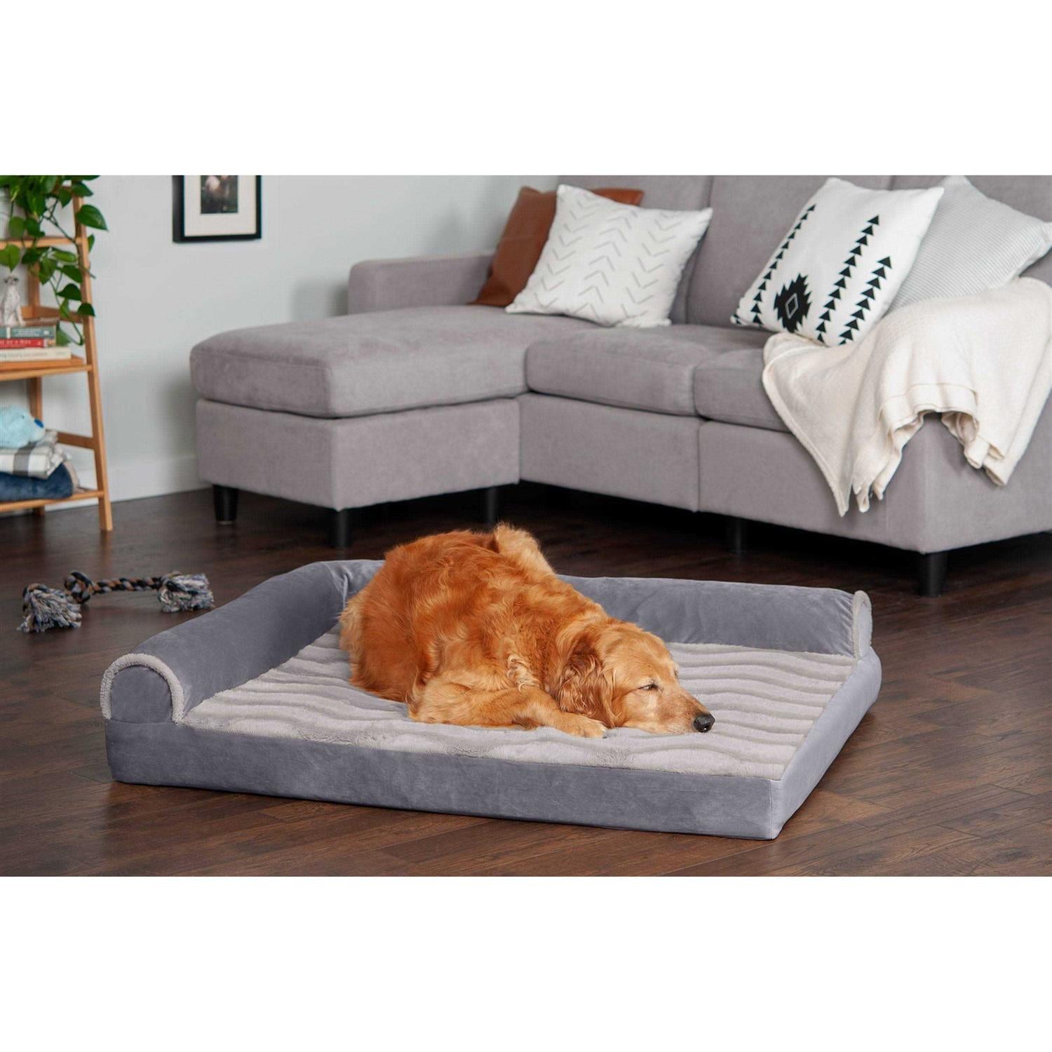 Wave Fur & Velvet Deluxe Chaise Lounge Dog Bed R291583