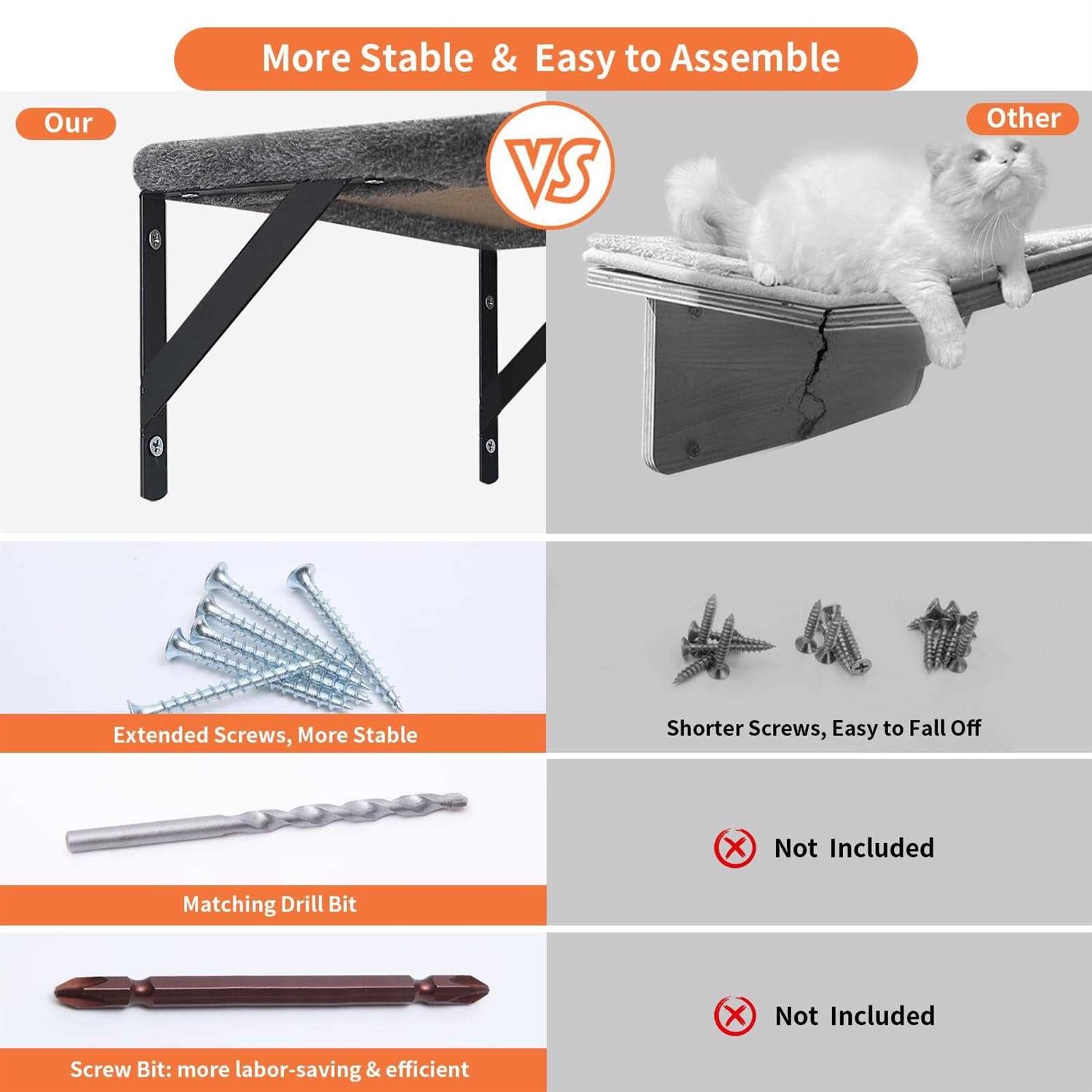 Wall-Mounted Cat Furniture Set with Shelves, Climber, and Scratcher X14754
