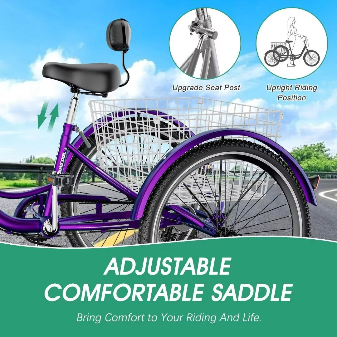 Adult Electric Tricycle 500W 3-Wheel Bike for Seniors K529