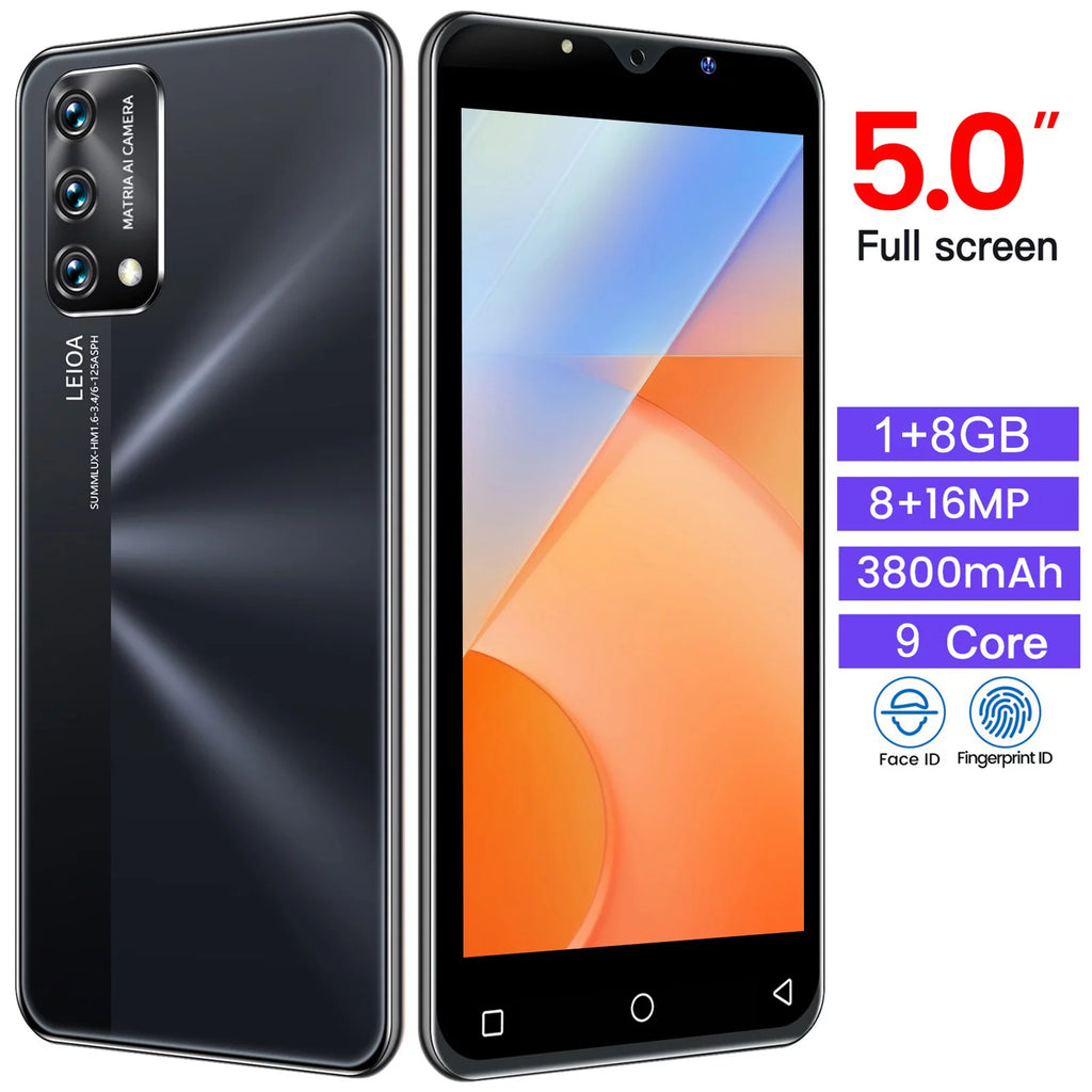 Unlocked Smartphone Dual SIM 5 Inch 3800mAh Face ID Fingerprint GSM 3G E351