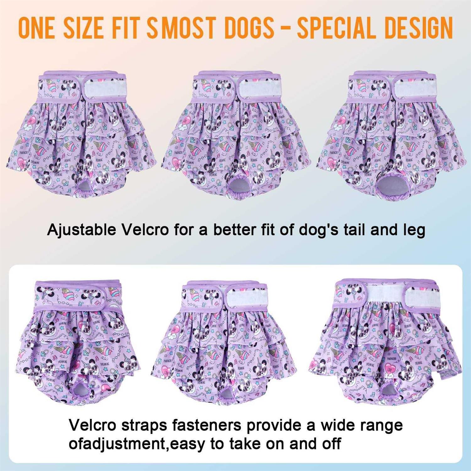 Washable Dog Diapers for Female Dogs, 3 Pack, Reusable Leak-Proof Puppy Diapers R3873