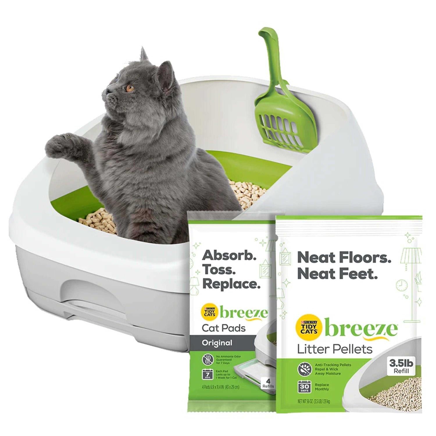 Purina Tidy Cats Litter Box System, Breeze System Starter Kit Litter Box, Litter Pellets &amp; Pads, Size: 7.8 lbs - Pet Supplies online store
