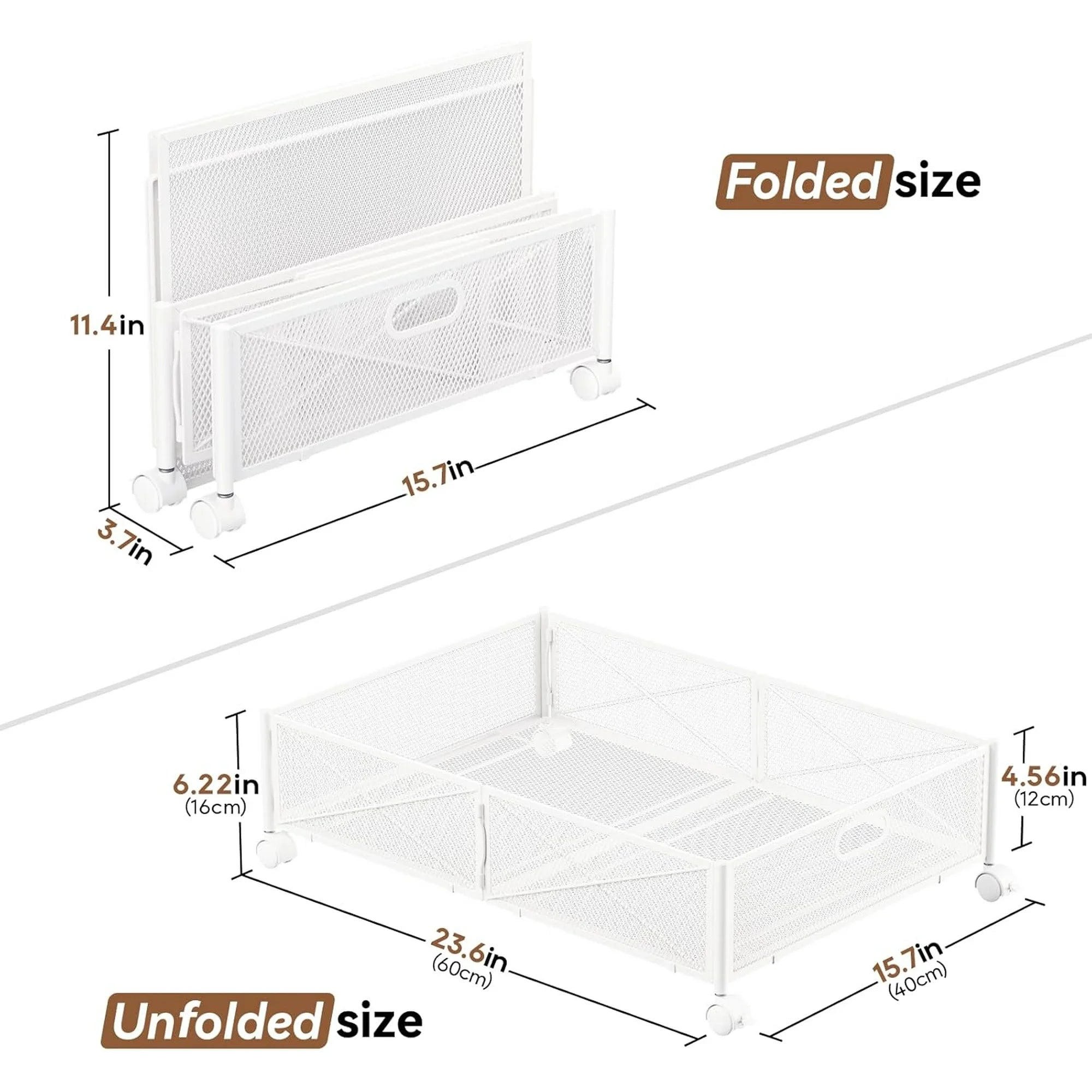 Under Bed Storage Containers with Wheels, Shoe Organizer Drawer, Metal Storage for Clothes Shoes Blankets X85755